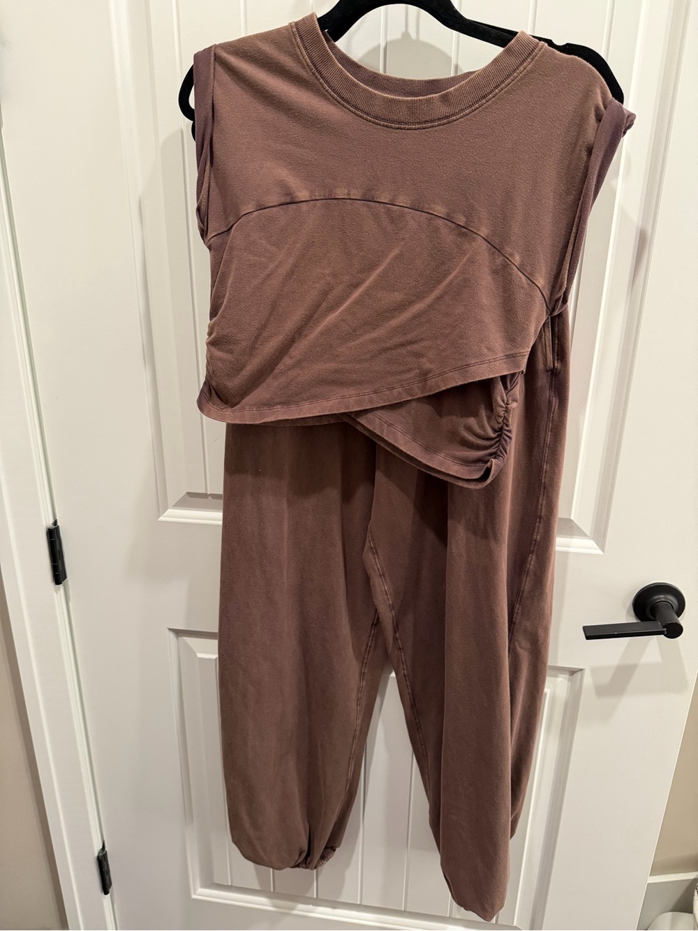 Free People Movement Matching Set Brown Mineral Wash Crop Top & Jogger Pants